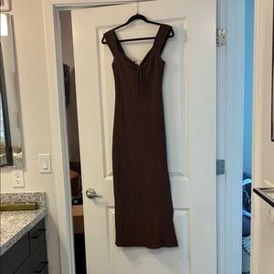 See You Monday Chocolate Brown Midi Dress